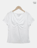 Anise Twist Shirred Short Sleeve T-shirt