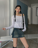 [Belt set] Rosie Denim Wrap Skirt Pants