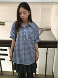 [BAONHAUS] Keinin Seersucker Check Short Sleeve Shirt