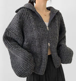 Cable Lulu Two-Way Loose Fit Knit Zip-Up