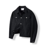 Kanto Coated Black Denim Trucker Jacket
