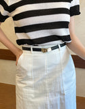 Heinley U-neck Stripe Short Sleeve Knit