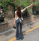 Cooling Hip Padded Low-Rise Stretch Summer Bootcut Denim Pants