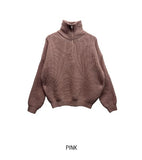 Basic Over Fit High-Neck Half Zip-Up Knit