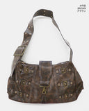 Vintage Leather Wide Strap Crossbody Bag