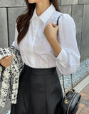 Lazy flare leather long skirt