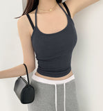 Halterneck Sexy Ribbed Crop Sleeveless