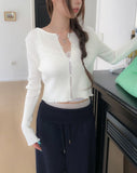 Mode Ribbed Open Frill Cardigan