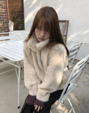 Horn Hidden Hook Fur Short Jacket