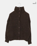 Luon wool high-neck loose cardigan