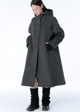 Hoodie long duffle coat