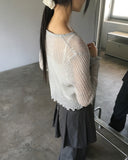 Ate frill punching see-through cardigan