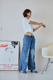 Washed Balloon Cargo Denim Pants