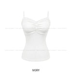 Roel Shirring Button Lace Cap Sleeveless