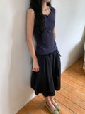Uta Wavy Flower Punching Layered Sleeveless