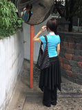 Evin Button V-Neck Knit Short Sleeve T-Shirt
