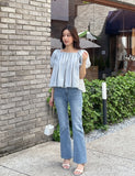 Melen Square Neck Puff Blouse