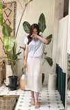 Rudelin Stripe Seersucker Shirring String Shirt