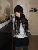Chive Button Stripe Hood Brushed T-Shirt