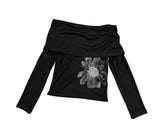 Myor ink painting print off-shoulder tee