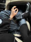 Black Marble chelsea boots