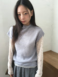 Zaina Tencel U-Neck See-through Flower Layered Long Sleeve Tee