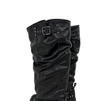 Doze Wrinkle Leather Buckle Long Boots