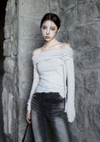 Draped Eyelet Off-shoulder Top