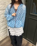 Woone See-Through Dot Windbreaker Hood Zip-up