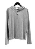 Button loose fit hooded long sleeve