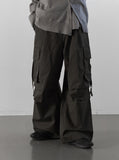 Pin Cotton Wide Cargo Pants
