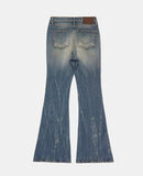 Wrinkle washed crack bootcut denim pants