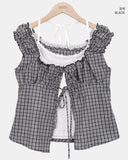 Mumon Check Sleeveless Blouse
