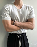 Ice Tencel V-neck Short Sleeve Knit