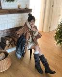Double eyelet suede long boots
