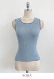 Rehel Square Neck Ribbed Knit Sleeveless