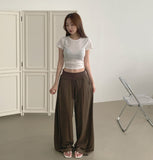 Wide ver. Fold Folding Mesh Fabric Banding Mega Wide Pants