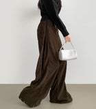 Corduroy Folding Pintuck Hem Snap Wide Banding Pants