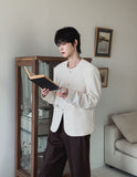 Shaki Tweed Round Jacket