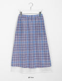 Gyuri check banding layered long skirt