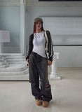 cross damage banding denim pants