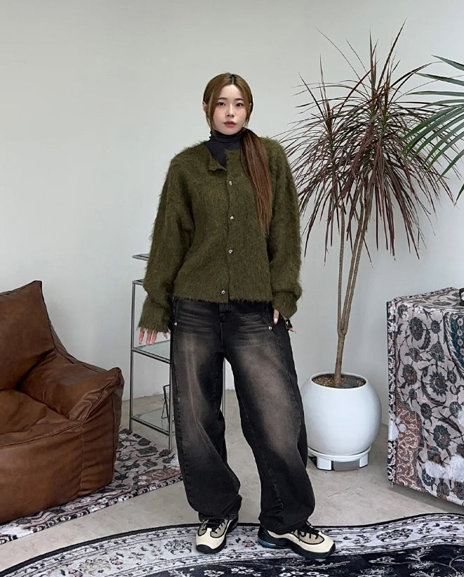 【SATIIIZ】Neo Button Balloon Denim Pants Neo Button Balloon Denim Pants - satiiiz