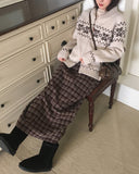 [Brushed] Carin vintage check maxi long skirt