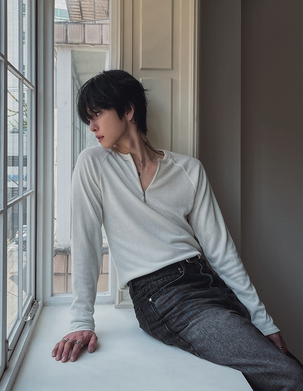 Phantom 18 Rib 2plan (ツープラン) - ファントムジッパーリブマッスルフィットヘンリーネックTシャツ / Phantom Zipper Rib ...