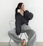 Casual Street Boa Fur Lining Warm Hood Denim Jacket