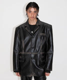 washing leather 4 buttons blazer