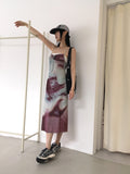 Reva Tie Dye Printed Shirring Strap Long One Piece