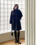 Betia High Neck Boucle Mustang Double Long Coat