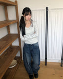 Drok cut balloon fit wide denim pants