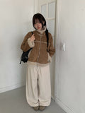 Forcial Brushed Corduroy String Wide Pants